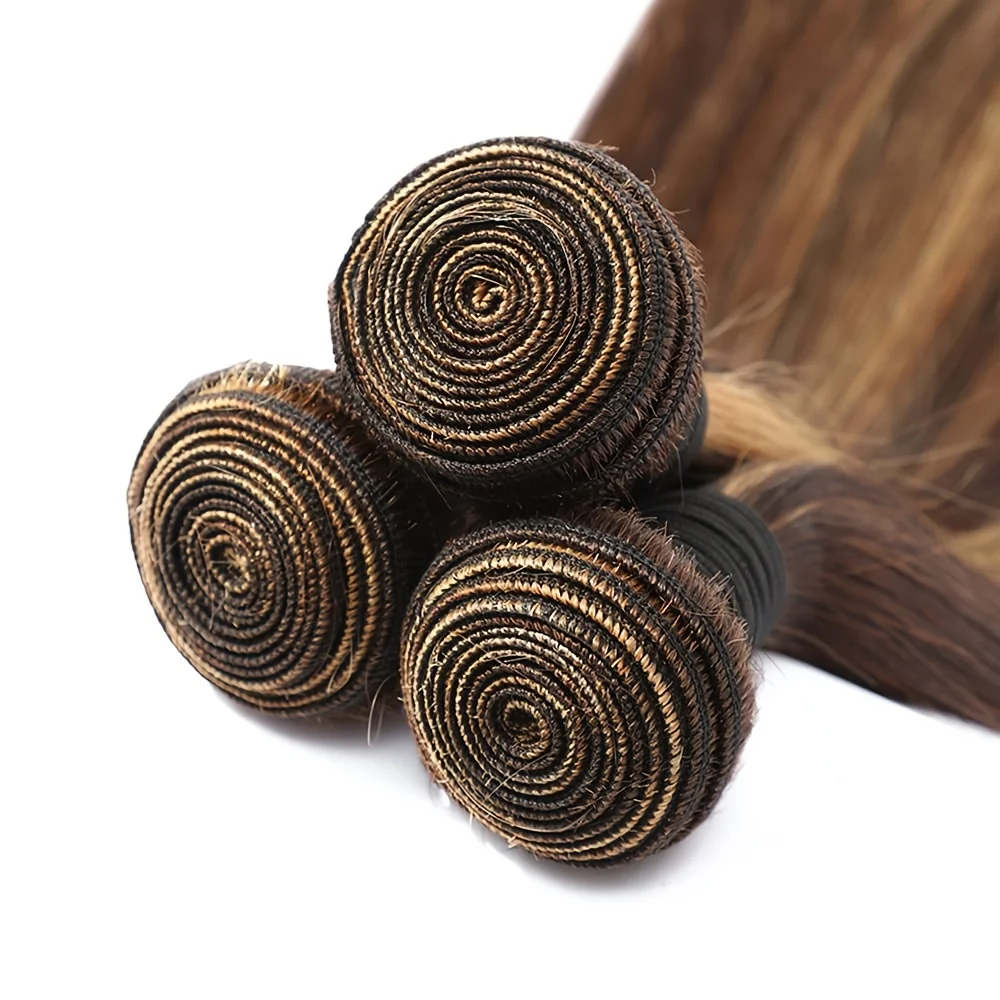 하이라이트 번들 100% 인모 컬러 4/27 스트레이트 번들 인모 번들 여성용 헤어 익스텐션