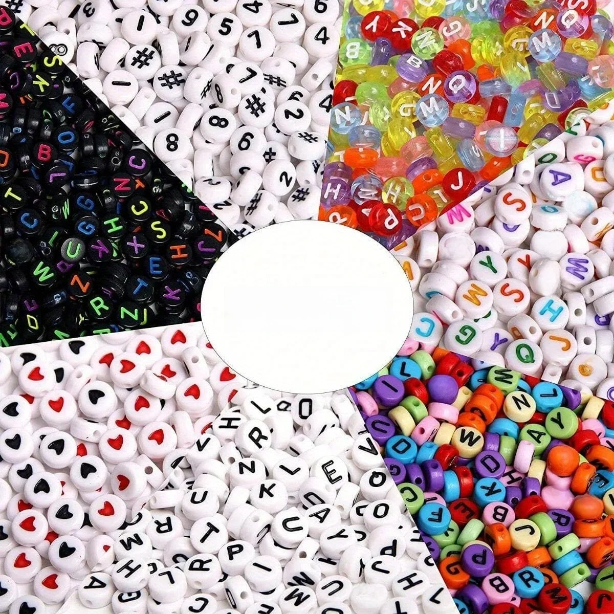 700 sztuk 7 kolorów okrągłe koraliki z literami akrylowe koraliki z cyframi alfabetu (7x4mm) do tworzenia biżuterii naszyjnik DIY bransoletka — zdjęcie 2