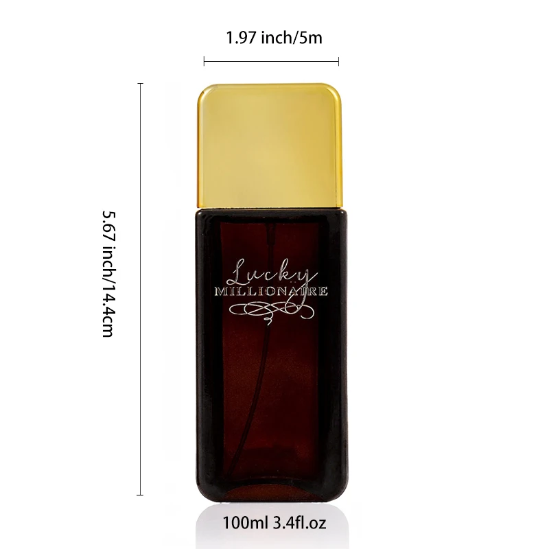 Lucky Men\'s Perfume Feromone Colônia, Fragrância Natural, Perfume EDP, Notas De Madeira, Todo O Dia, Longo, 3.4FL.OZ, 100ml