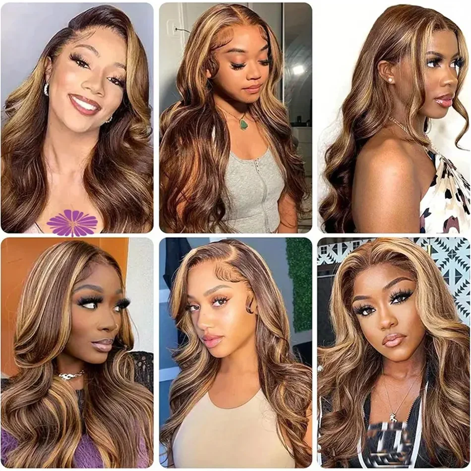 P4/27 Honey Blonde Human Hair Lace Front Wigs 36 inch Highlight Ombre Body Wave Human Hair Wigs 13x4 13x6 Hd Lace Frontal Wigs