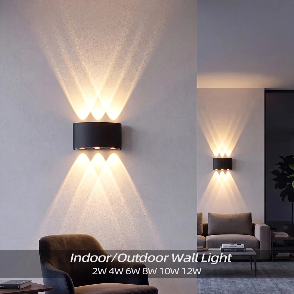 Aluminum LED Wall Lamp Waterproof IP65 Interior Wall Light Up and Down Outdoor Garden Lights Bedroom Living Room Stairs Lighting