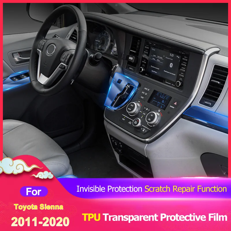 for Toyota Sienna XL30 2011~2020 2018 2019 TPU Car Center Console Gear Box Panel Navigation Protective Film Interior Accessories