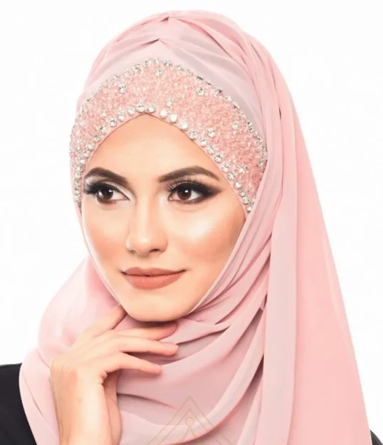 Hürrem Shawl Ready Woman Islam Muslim Hab wrinkled shawl and wedding satin bride engagement ready veiling shawl headscarf flat Muslim