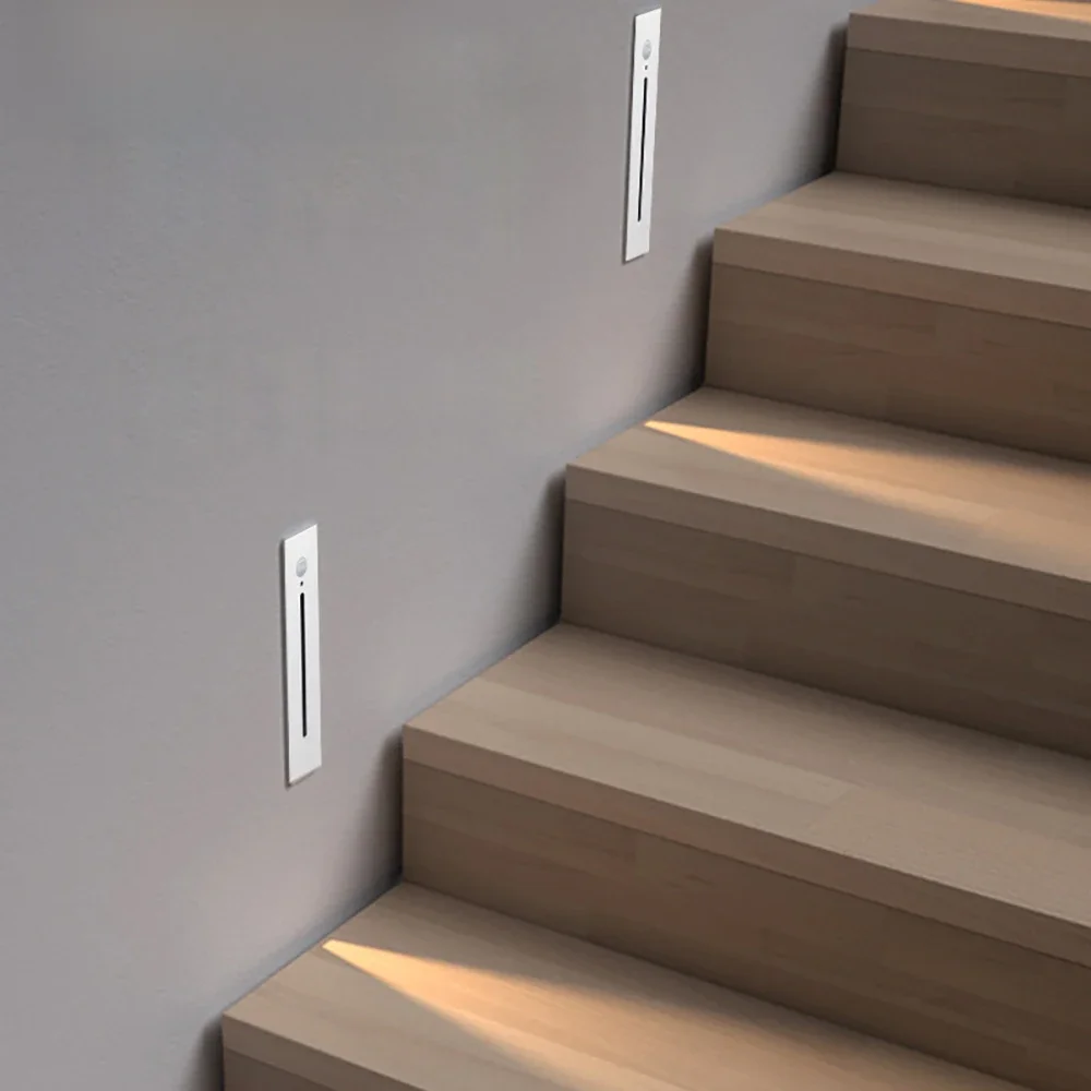 SANDIY Traplamp met bewegingssensor Wandlamp Inbouwtraplampen Beweging Dector Nachtlampen voor Gang Ladder Gangpad Badkamer Armatuur Menselijk Lichaam Inductie Traplamp 110v 220v 230v - afbeelding 2
