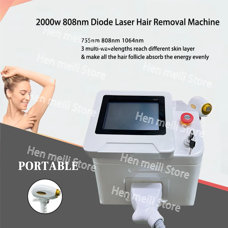 

3000W Portable 755 808 1064nm Triple Wavelengths Diode Laser Hair Removal Machine Aesthetic Strong Power Permanent Hair Removal