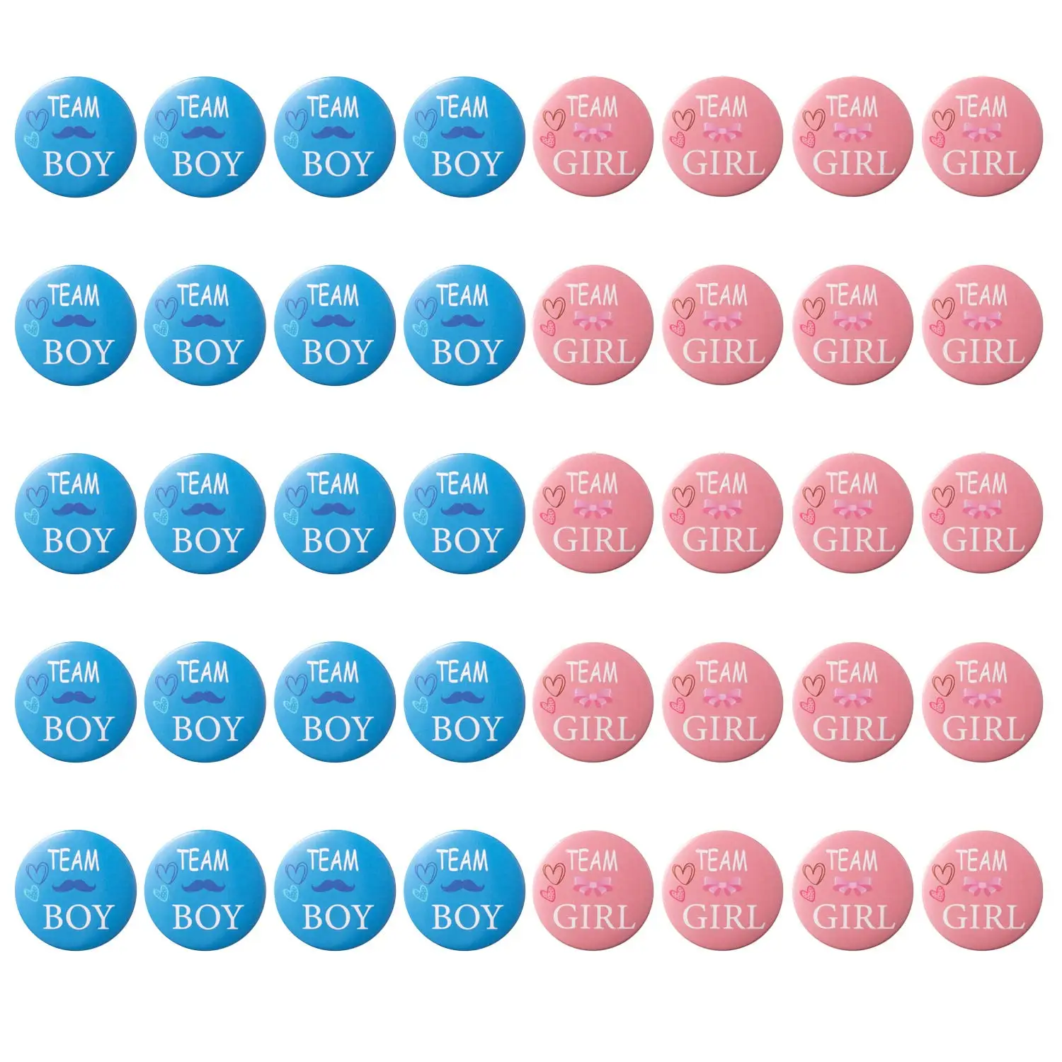 

24pcs Gender Reveal Party Decorations Team Boy Team Girl Button Pin or Wedding Racing Theme Party Supplies Pink Blue Badge 4.5cm