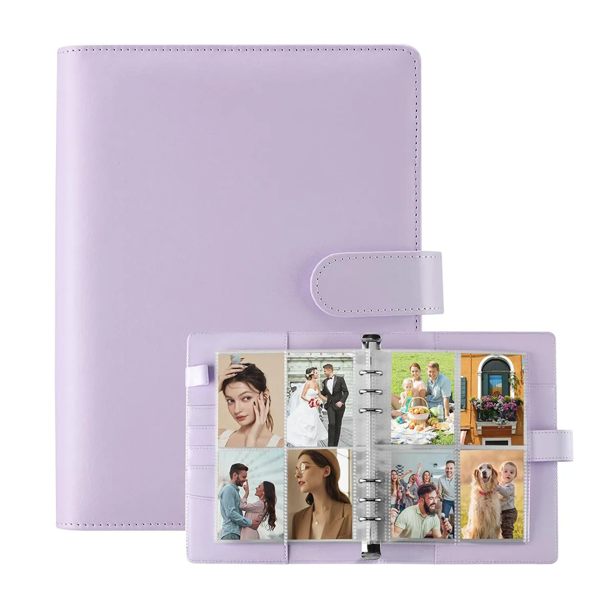 

A5 Kpop Photocard Binder with 12 Pieces Double-Side 4-Pocket Card Pages, 6 Ring Binder Card Collector Album with 96 Card Slots