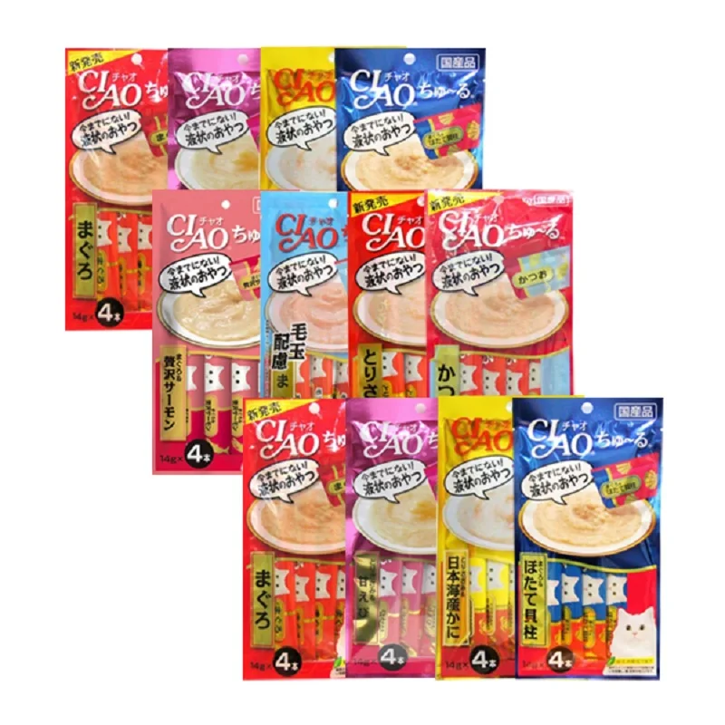 이나바 챠오 츄르 고양이 짜먹는 간식 56g x 12봉 (8종 혼합) cat snack cat food