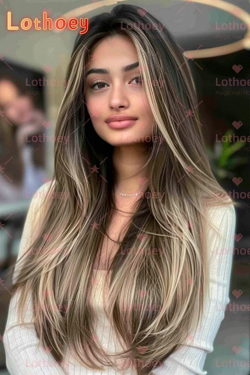 Менецветный прямые длинные волосы среднего размера, индивидуальный человеческий парик, натуральный блеск, повседневная вечеринка, легко носить, парик на шелковой основе, косплей