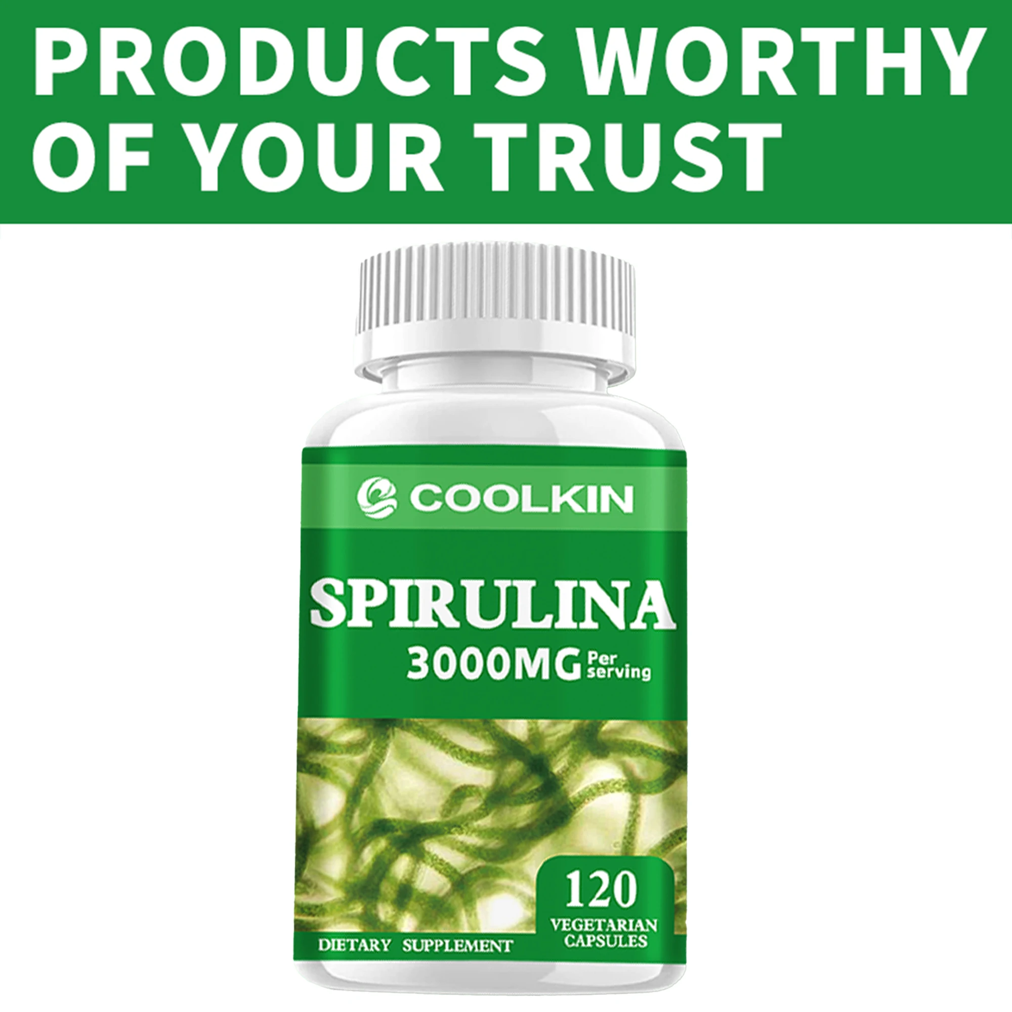 Spirulina - Energy Boost, apoya la salud inmunológica y la función Cardiovascular, promueve la desintoxicación-120 cápsulas