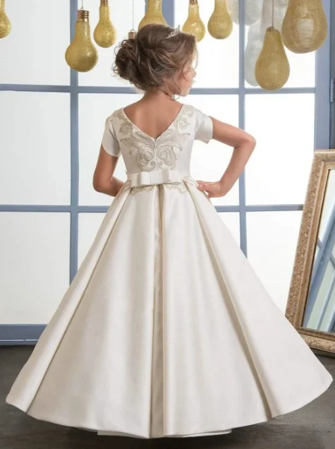 

princess dress Embroidery patterns fluffy short sleeves Flower Girl Dresses For Formal Receptions Dance Performances Parties