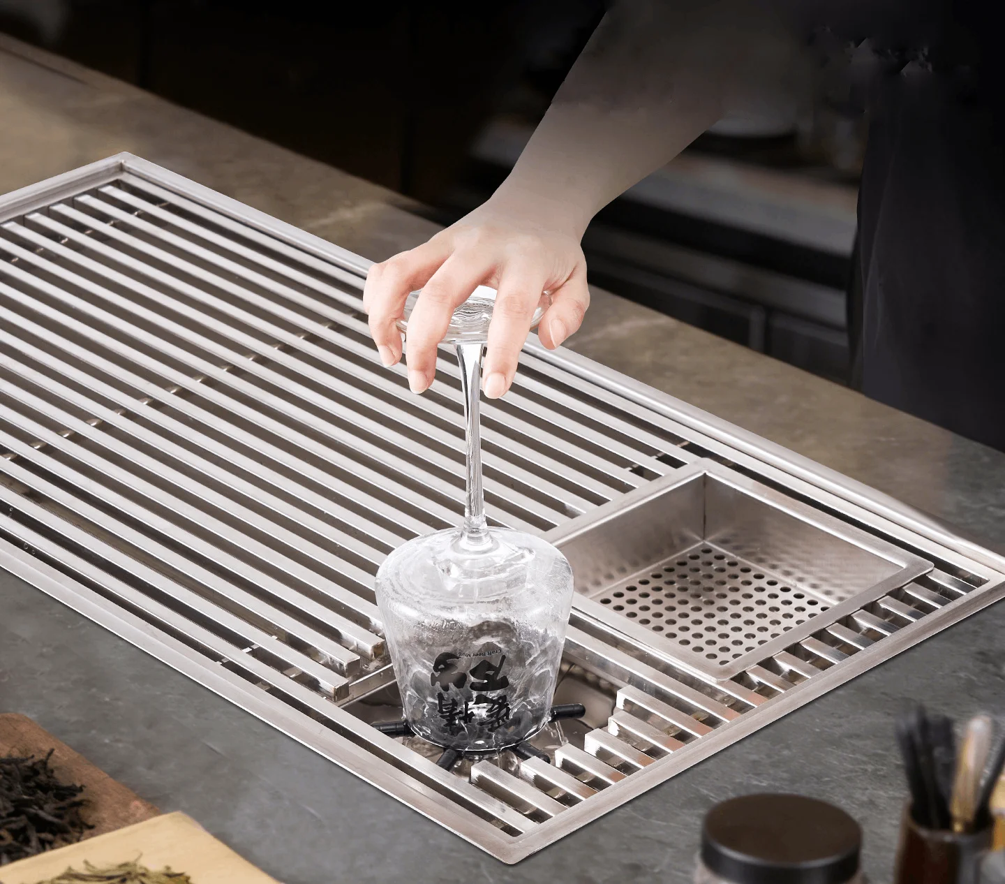 Modern Inset Tea Tray With Dra - Home Bar And Counter recension och pris