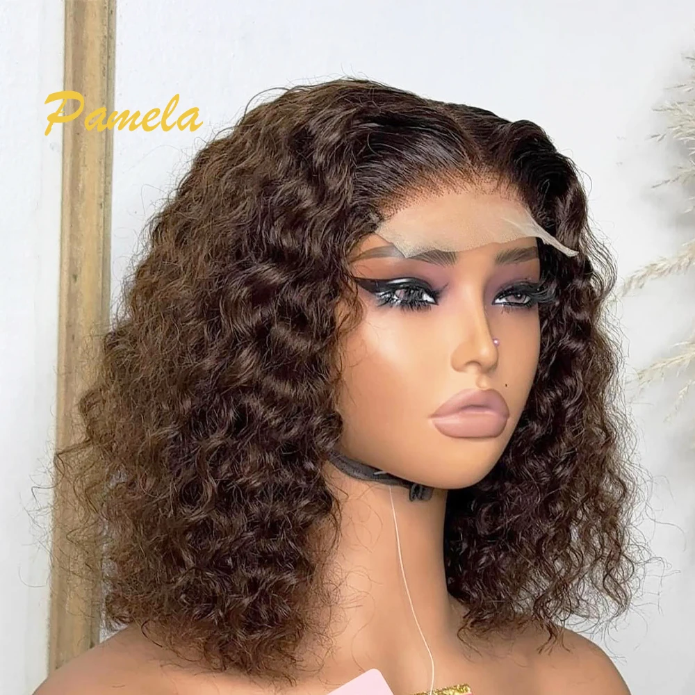 Ombre Blonde Colored Curly Short Bob WigS 13x4 HD Transparent Lace Front Human Hair Glueless Wigs For Women Ready To Wear