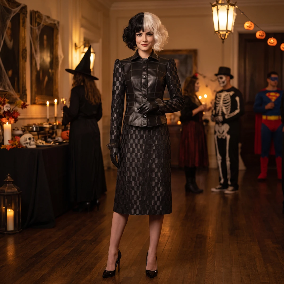 Cruella De Vil Cosplay Costume Set for Adults