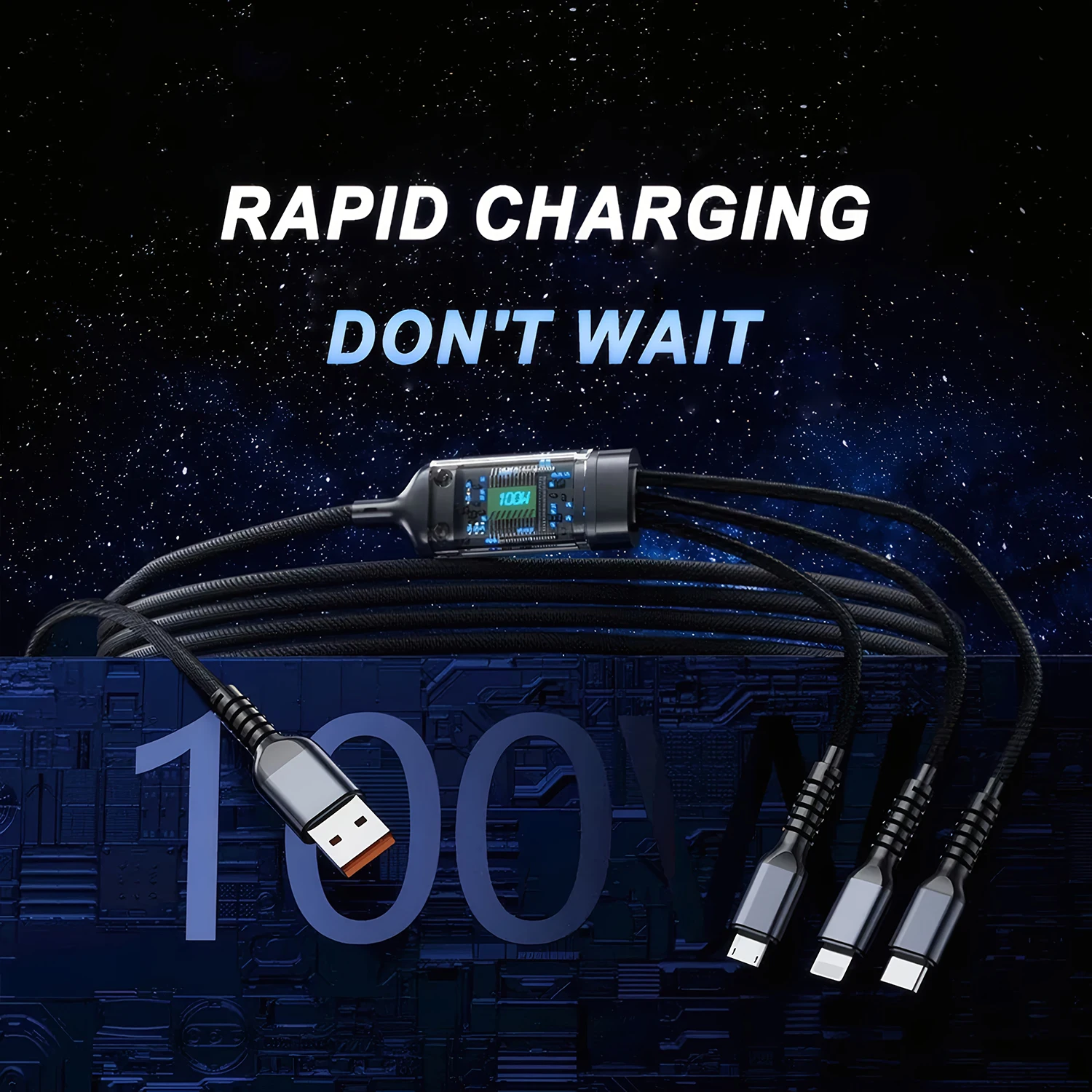 كابل شحن USB متعدد الوظائف 3 في 1، مضفر من النايلون، واجهات USB من النوع C وMicro، متوافقة مع هاتف Iphone وSamsung وXiaomi وغيرها من الهواتف المحمولة: شحن سريع عالي الطاقة.