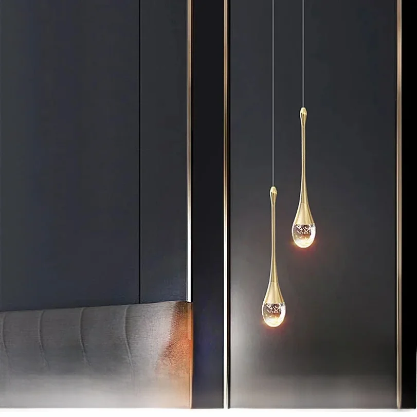 Kryształowe lampy wiszące bąbelkowa do sypialni przy łóżku hotelowa lampa wisząca do łazienki z nowoczesny sufit żyrandoli ze szkła Led — 2