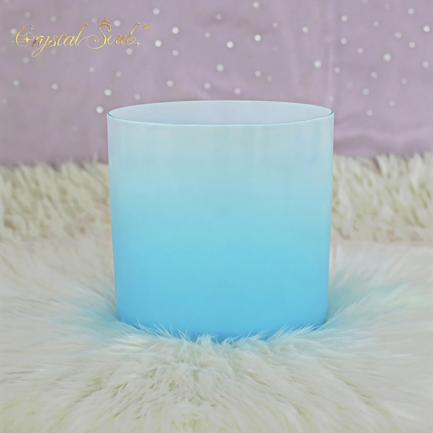 CrystalSoul 432Hz Ice blue clear Crystal Singing Bowl Yoga Stress Reducing with accessories