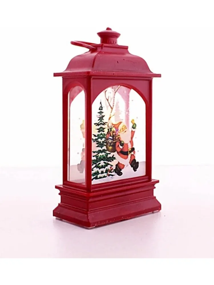 Santa Claus New Year Themed Led Flickering Candle Mini Lantern Hanging Handle Red For Noel Gift