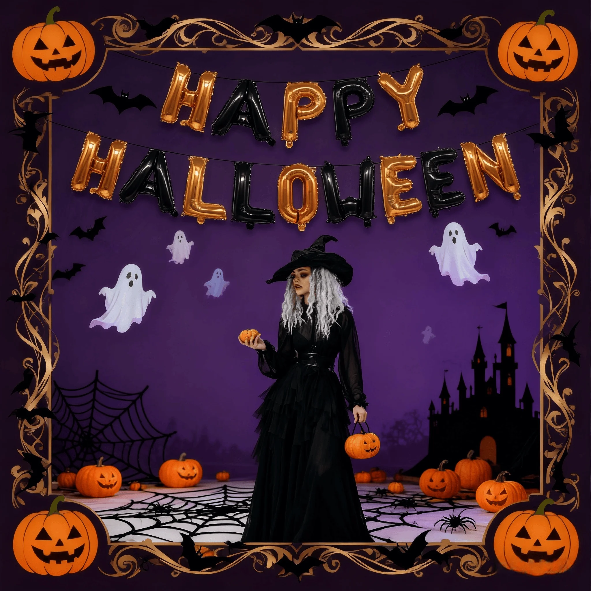 

Halloween Balloon Banner Kit 16 Inch Foil Letter Balloon for Halloween Spooky Party Haunted House Hanging Supplies Decor