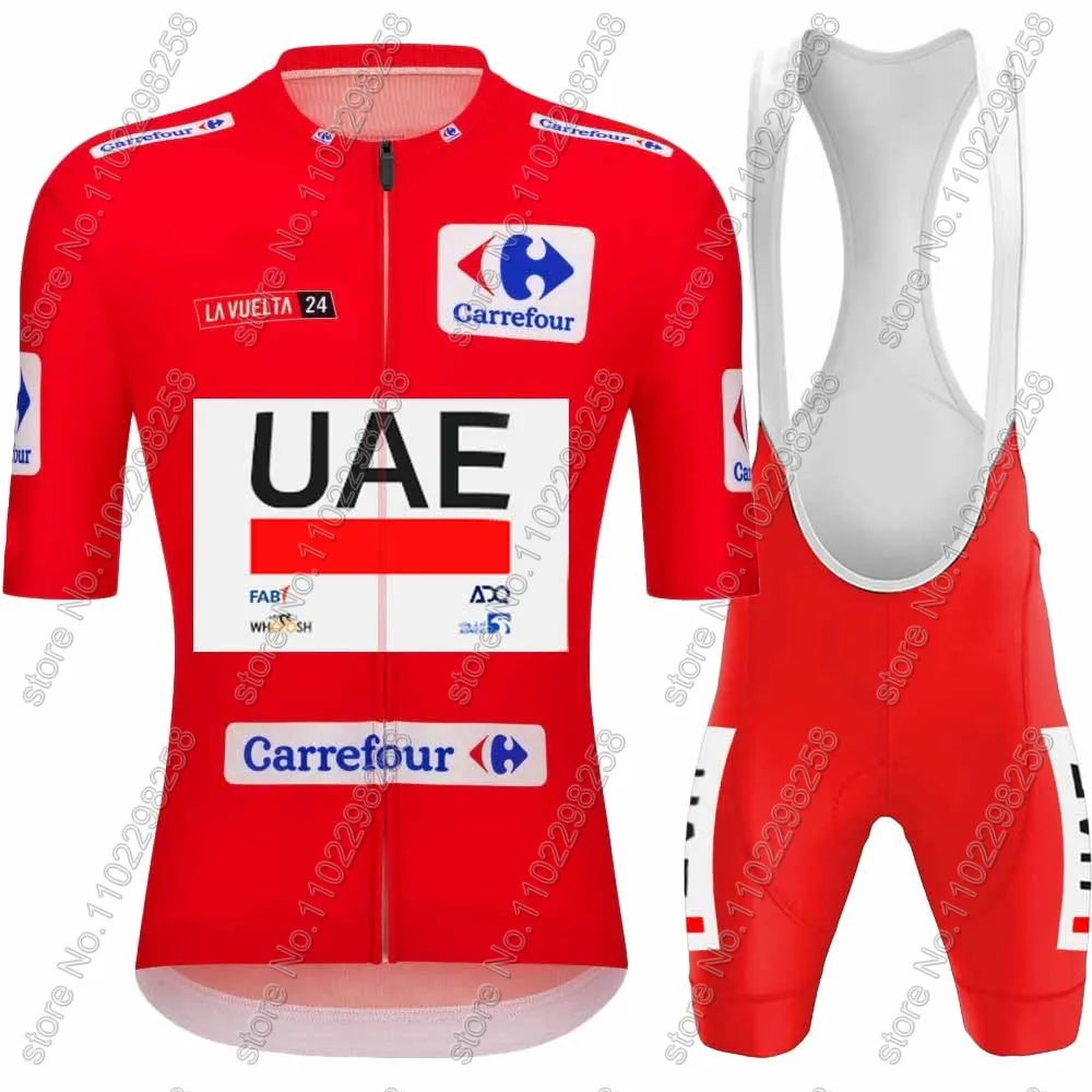 Maillot UAE Team 2024 Cycling Jersey Set Mens Red Spain Tour Short Sleeve Clothing Road Bike Shirt Suit Bicycle Bib Shorts Pants