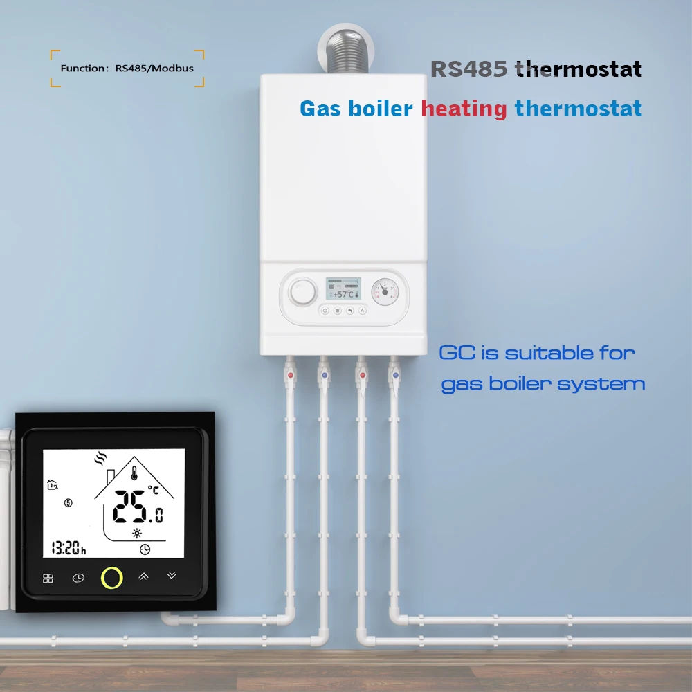 Termostato Modbus RS485, controlador de temperatura de 220V para caldera de Gas, termostato de caldera de contacto seco