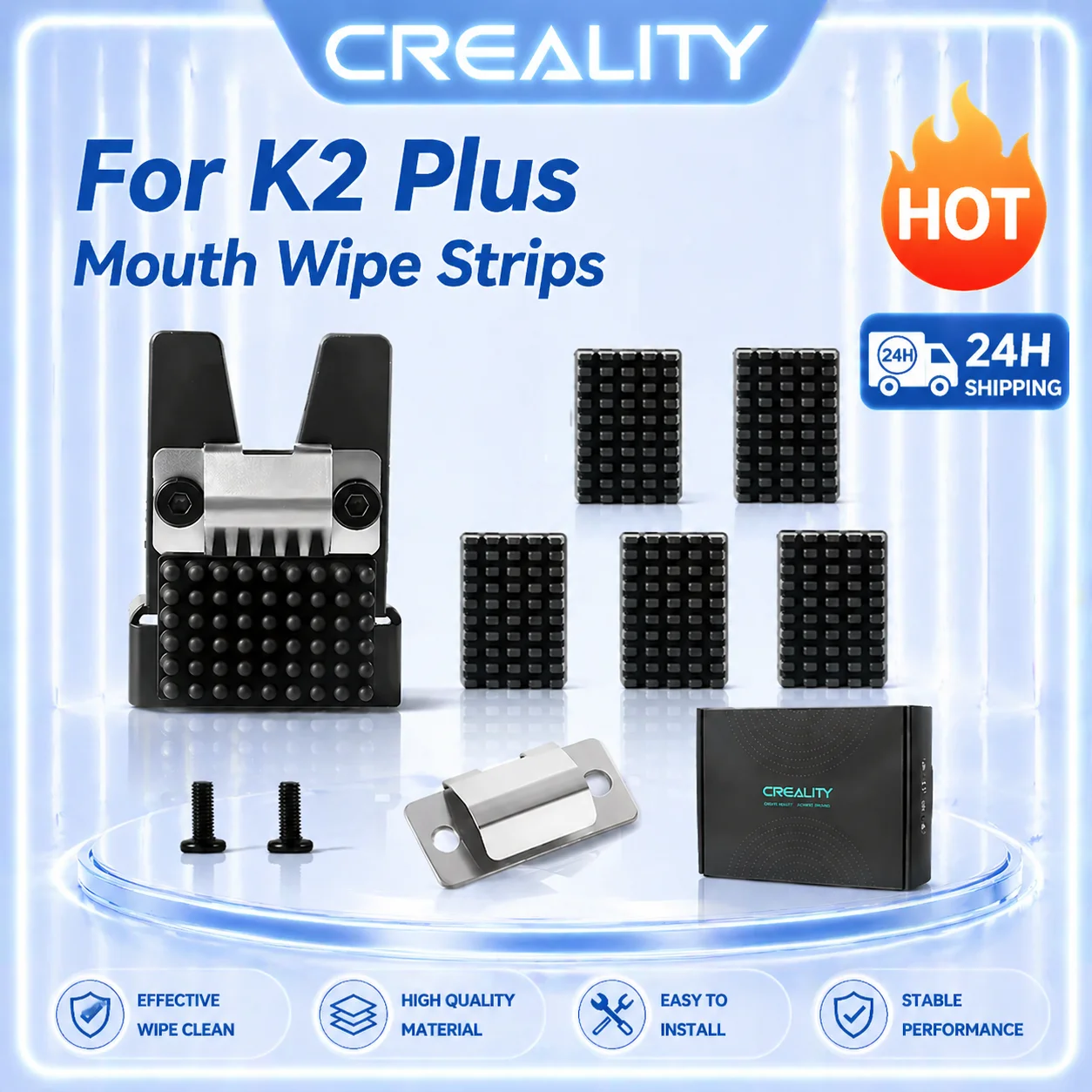 

Creality K2 Plus Mouth Wipe Strips Original K2 Plus Mouth Wipe Strip_12.25×5.5×17mm_6 for K2 Plus New 3d Printer Parts