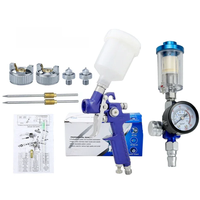 Pistolets à peinture pneumatiques professionnels, aérographe à buses, outils de voitures aérographiques, HVLP, 0.8 ml, 1.0mm, 125mm