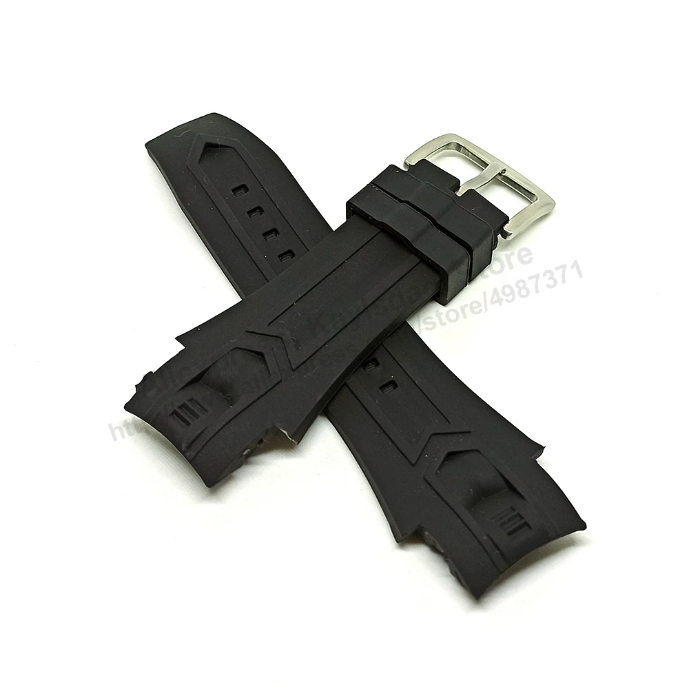 Fits/For Invicta Excursion Sport 12688 , 12689 , 12690 , 12691 , 12692 , 12695 , 12696 - Black Rubber Watch Strap Band Belt