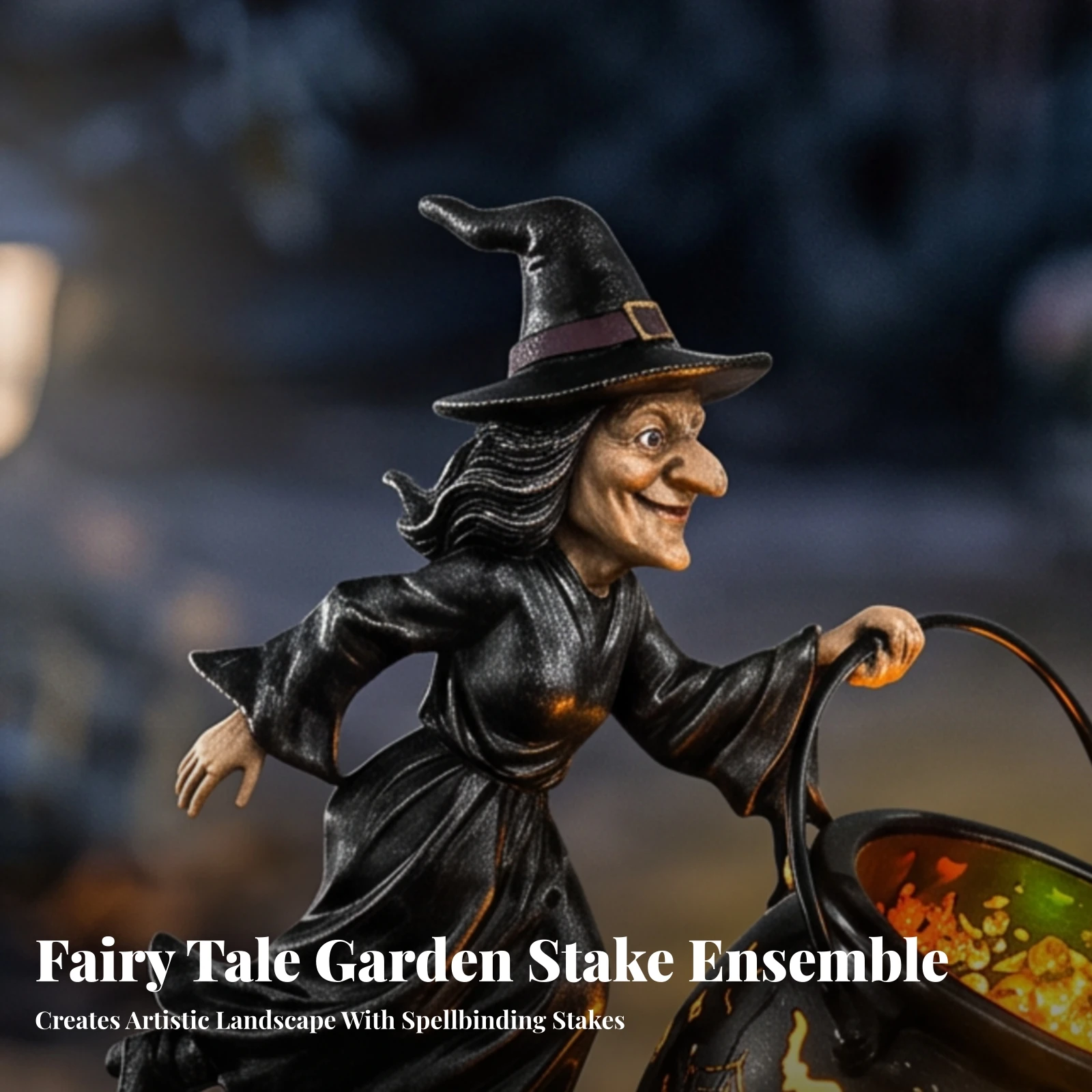 Halloween Witch Cauldron Garden Light LED Glowing Witch Pot Lamp for Outdoor Yard Lawn Ornament Halloween Party Decoration