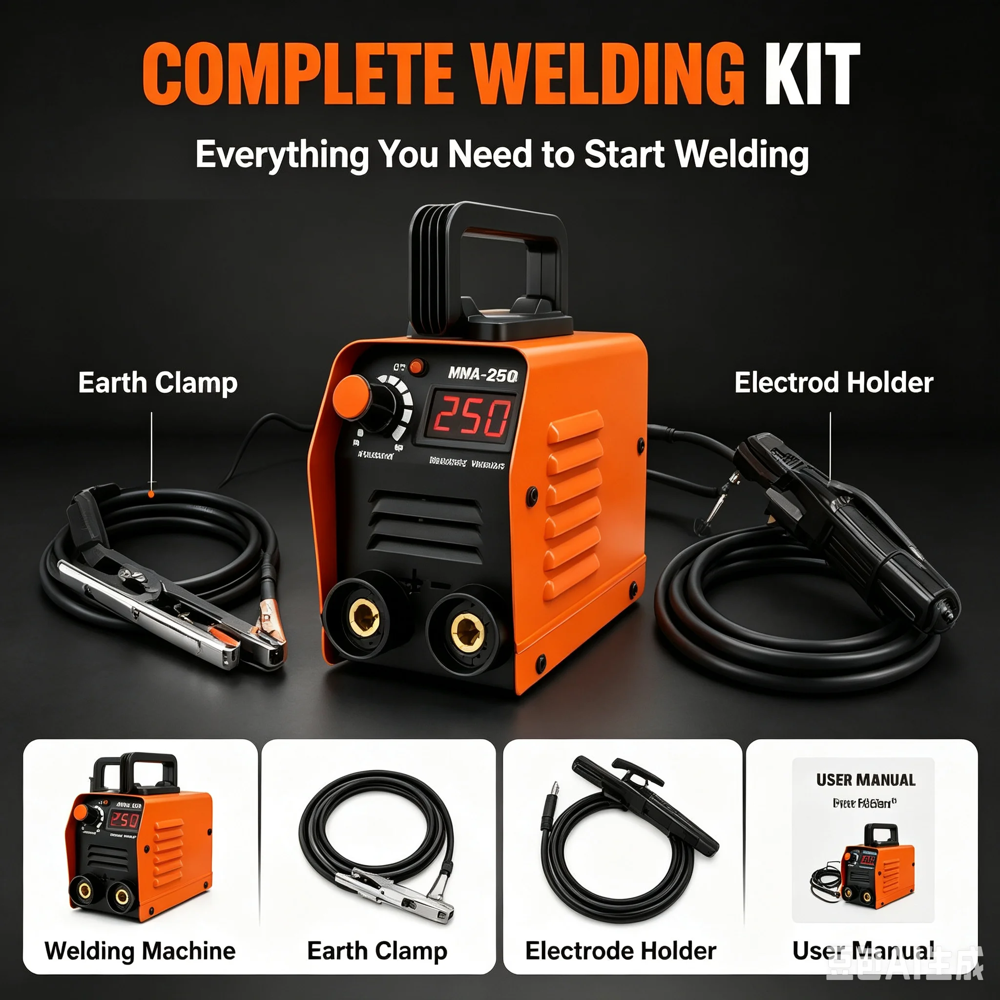 Machine à souder à l'arc MMA à onduleur 220V Mini 250A, portable et compacte, pour la réparation automobile, le bricolage et les débutants, arc rapide sans encrochement de la tige, étanche, résistante à l'usure, détection de défauts intégrée, protection thermique contre les surcharges, longue durée de fonctionnement, haute stabilité.