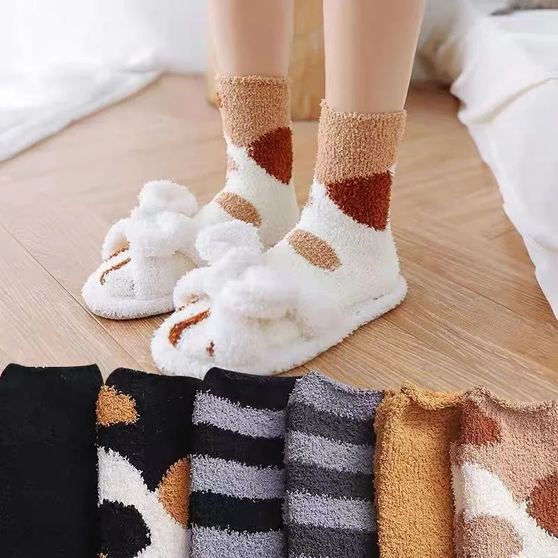 Kit 3 Pair Thick Plush Wool Socks For Cold Hot Adult Women Autumn Socks