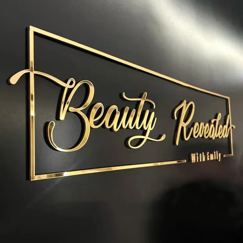 Laser Cut Logo Sign Custom 3D Office Sign Reception Sign Office Wall Decor 3D Beauty Salon Sign Aesthetic Business Signboard