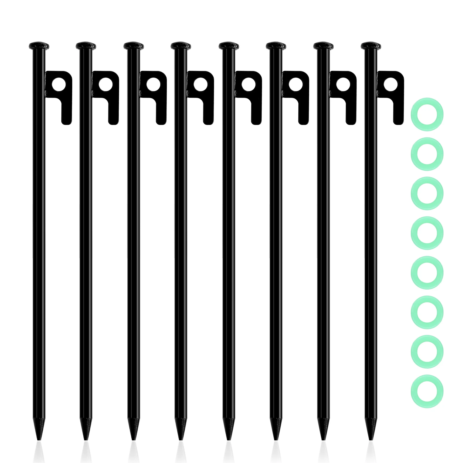 SANLIKE 8 Pieces Black 30cm Tent Pegs Heavy Duty Forged Steel Tent Stakes Storage Bag Various Ground Outdoor Camping Tools