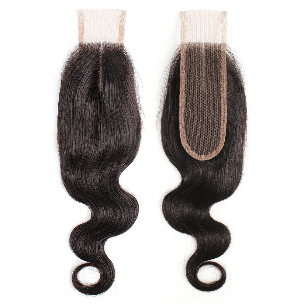 2x6 Transparent Lace Closure Braziian Remy Body Wave Human Hair Middle Free Part Pre Plucked Body Hair HD Lace Closure Natural