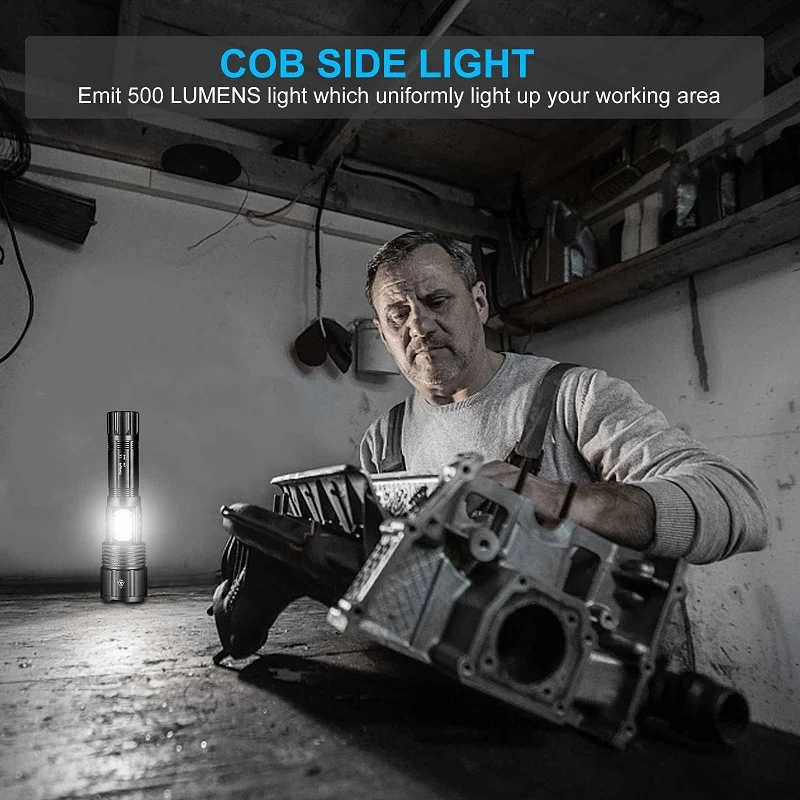 Super Bright Flashlight Set Rechargable Led Flashlight 5 Lighting Modes Tactical Torch for Outdoor Hiking Camping