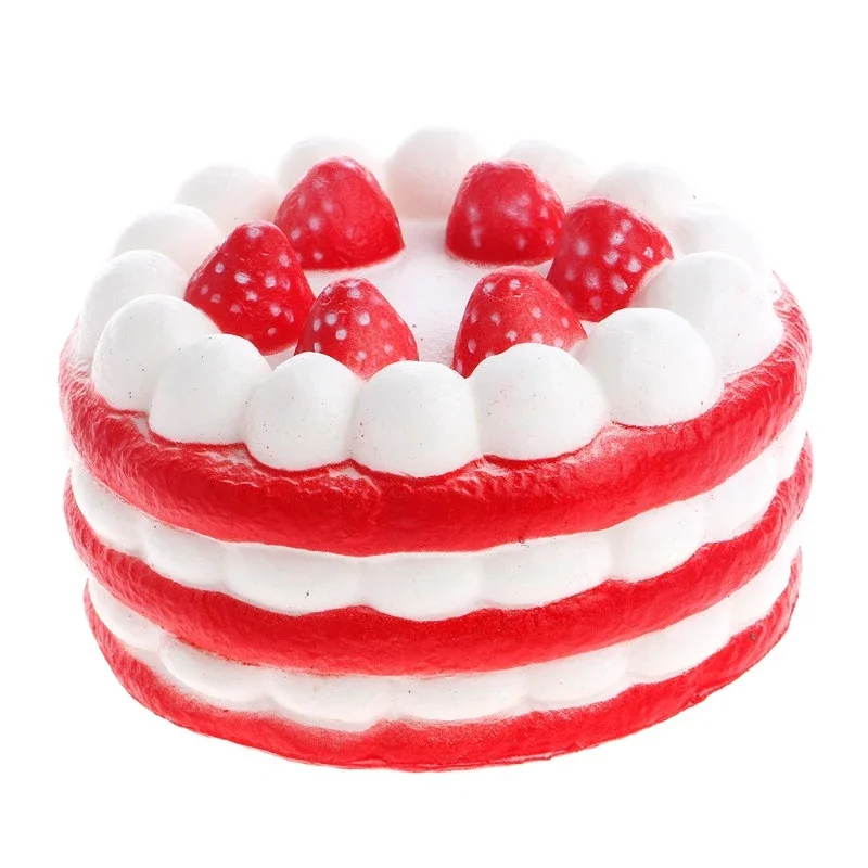 Squishy Jumbo symulacja truskawkowy tort urodzinowy Squishies PU powolne rośnie zabawa wycisnąć uzdrawiająca zabawka łagodzi stres zabawki dla dzieci — zdjęcie 2