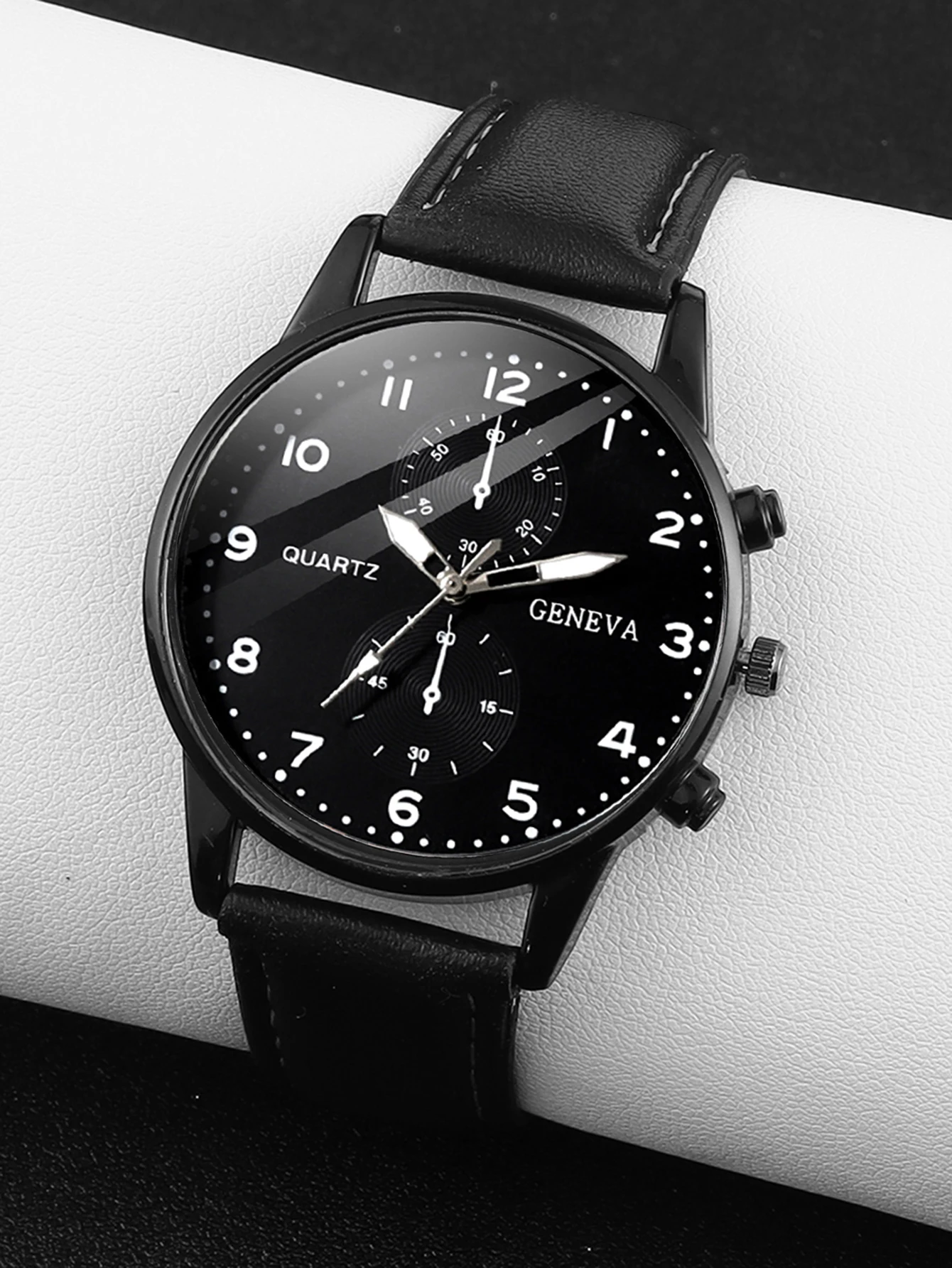 4-piece set, men's fashion casual watch with necklace, bracelet, and ring set, suitable for daily wear, unisex, birthday gift, back-to-school decoration, Valentine's Day and Christmas gift, an excellent choice for men (gift box not included)