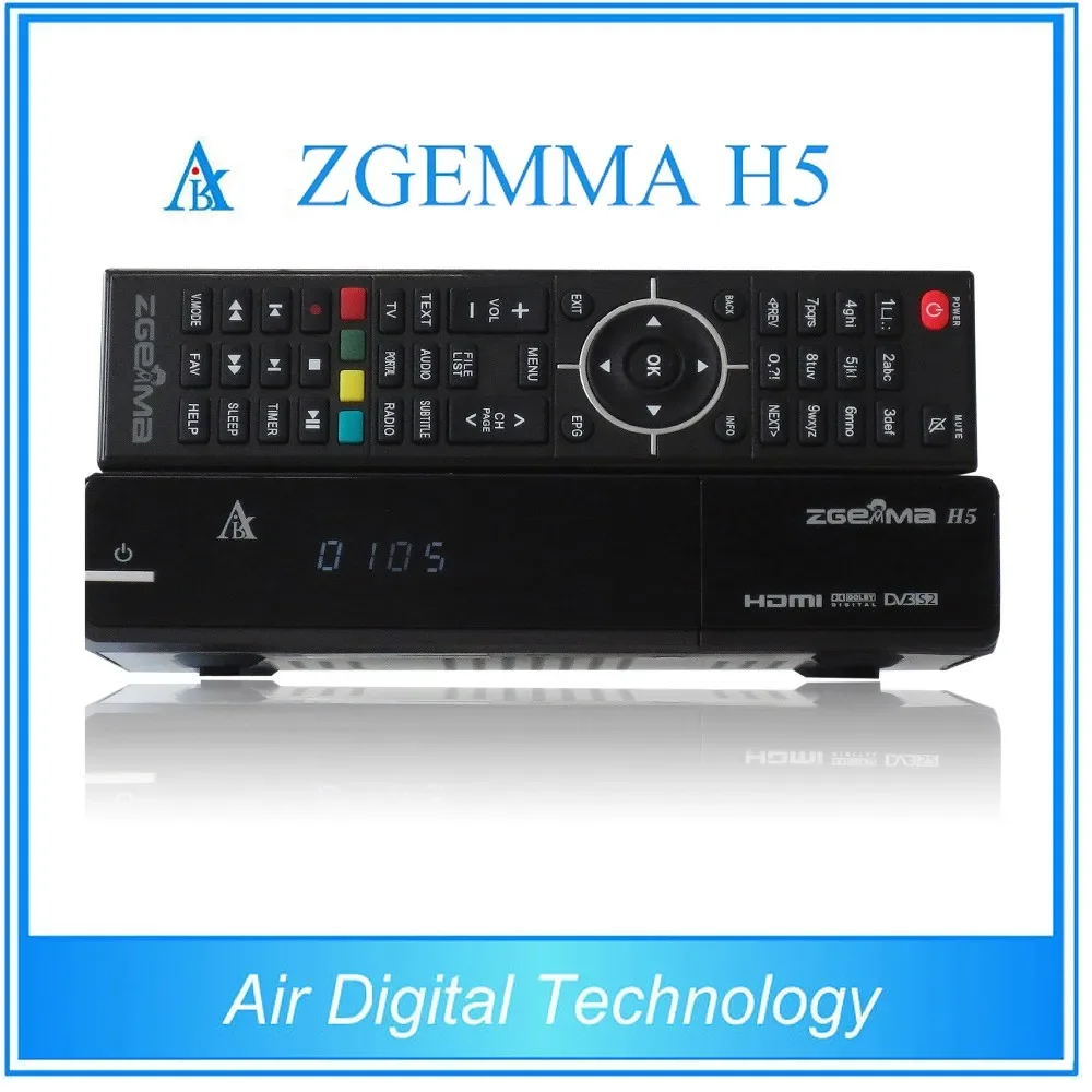 Digital Linux OS E2 zgemma H5 HDTV combo reader dual core DVB-S2 + T2/C twin tuners with HEVC/H.265 decoding