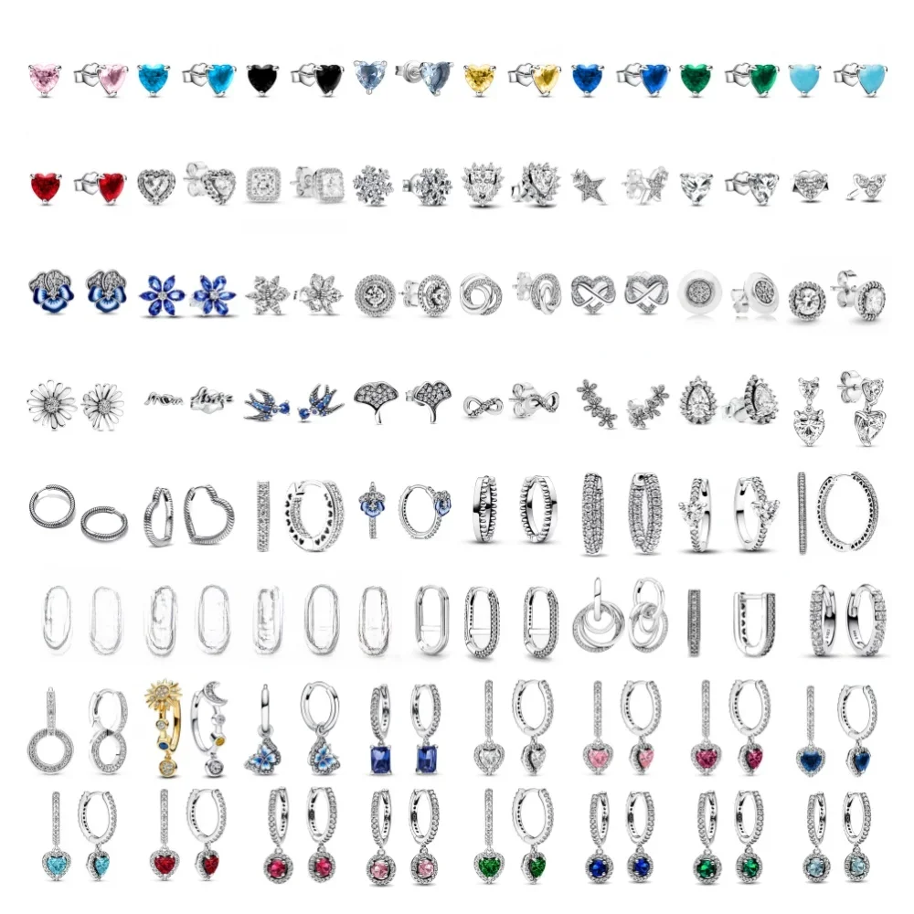 925 brincos pavimentados em prata esterlina para mulheres, laço branco, vermelho, azul, verde, rosa,