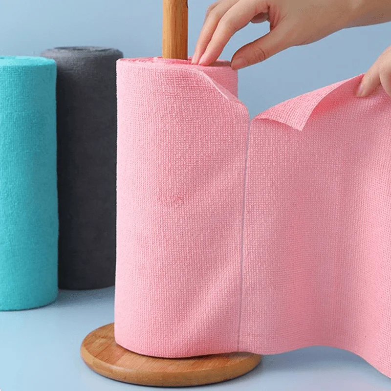 20Pcs Roll Microfiber Cleaning Cloths Super Absorbent Reusable Instead Disposable Paper Towels Kitchen Household Cleaning Rags ﻿