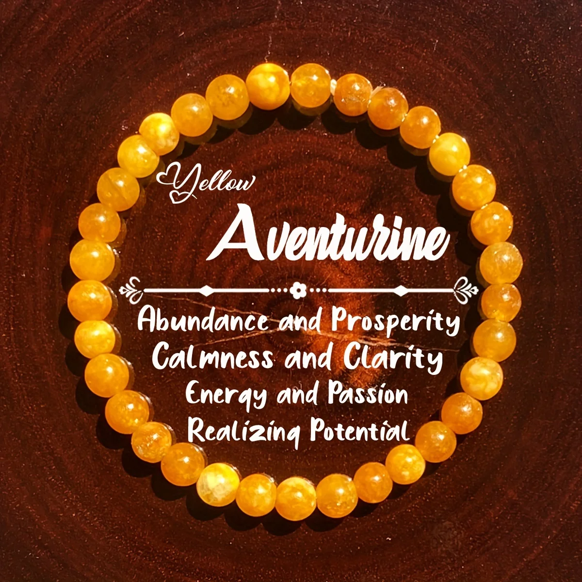 1pc/6mm Yellow Aventurine Bracelet Attracts Wealth, Prosperity and Abundance Jewelry Gift [Natural Stone Color Random]