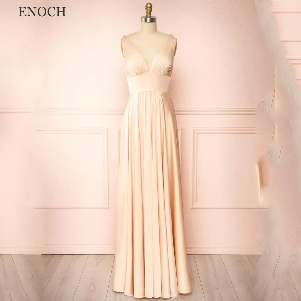 ENOCH-Vestidos De Noche formales elegantes con cuello en V, ropa De fiesta con cremallera De sin mangas, abierto hacia atrás, longitud hasta el suelo, 2023