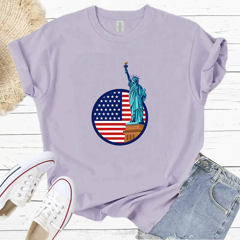 Independence Day Statue Of Liberty American Flag Free Lover Fashion Sports Women's T-Shirt Harajuku Graphic Clothing Women's Top