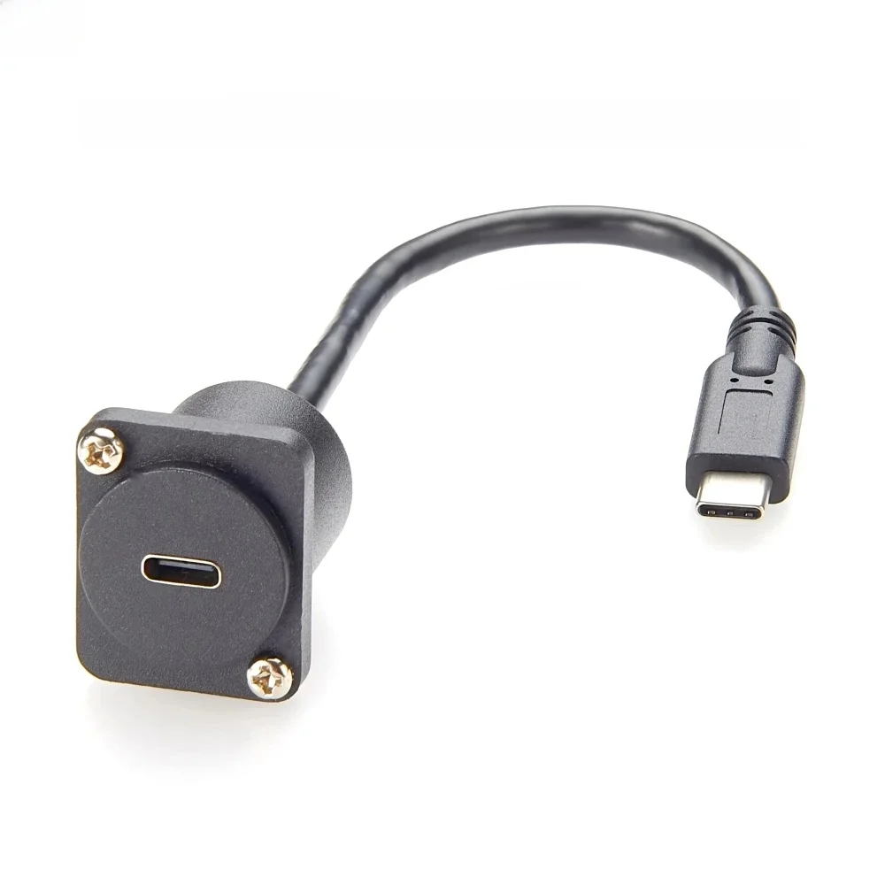 Przedłużacz USB 3.1 Typu D (C) Męski na Żeński z Mocowaniem do Panelu Obudowy, Adapter USB Typu C do Montażu na Ściance, Transfer Danych 10 Gbps — zdjęcie 2