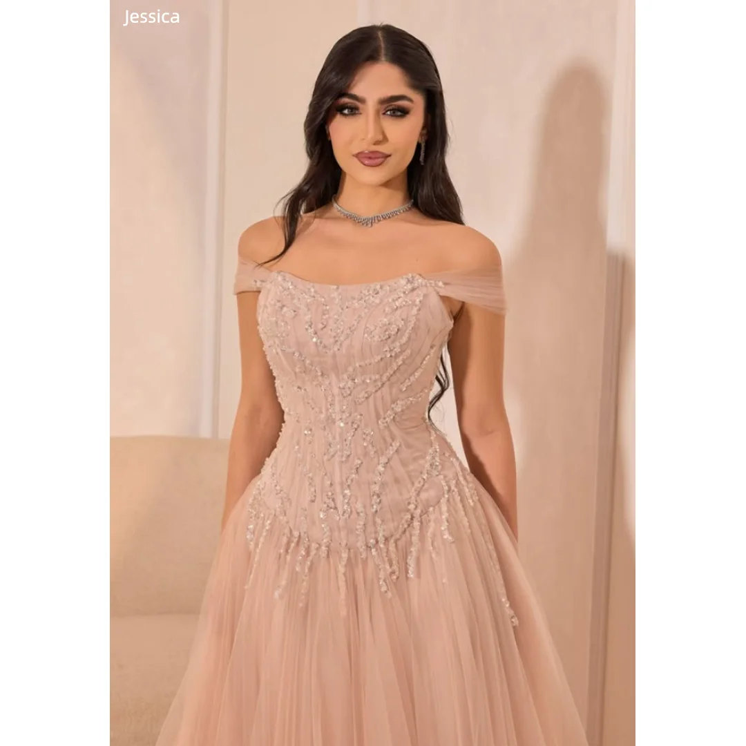 

Сладкие розовые вечерние платья Jessica Блестящие тюлевые платья с блестками для выпускного вечера Принцесса А-образные вечерние платья для торжественных случаев