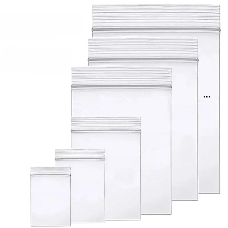 100 Stuks Dikker Rits Verzegelde Zakken Doorzichtige Plastic Opbergtas Voor Kleine Sieraden Voedsel Verpakking Hersluitbare Ziplock Afdichting Zakken - afbeelding 2