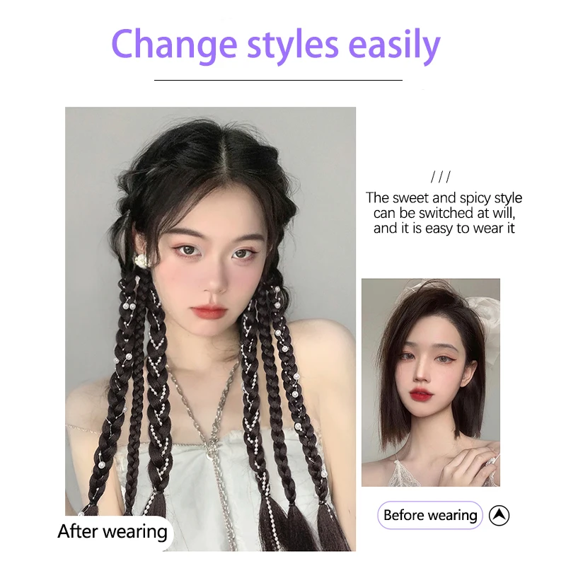 TALANG Synthetic Boxing Braids pearl braids  Summer HairPicecs Clip-On Hair Extensions for Women Braided Hairstyles Natural Hair