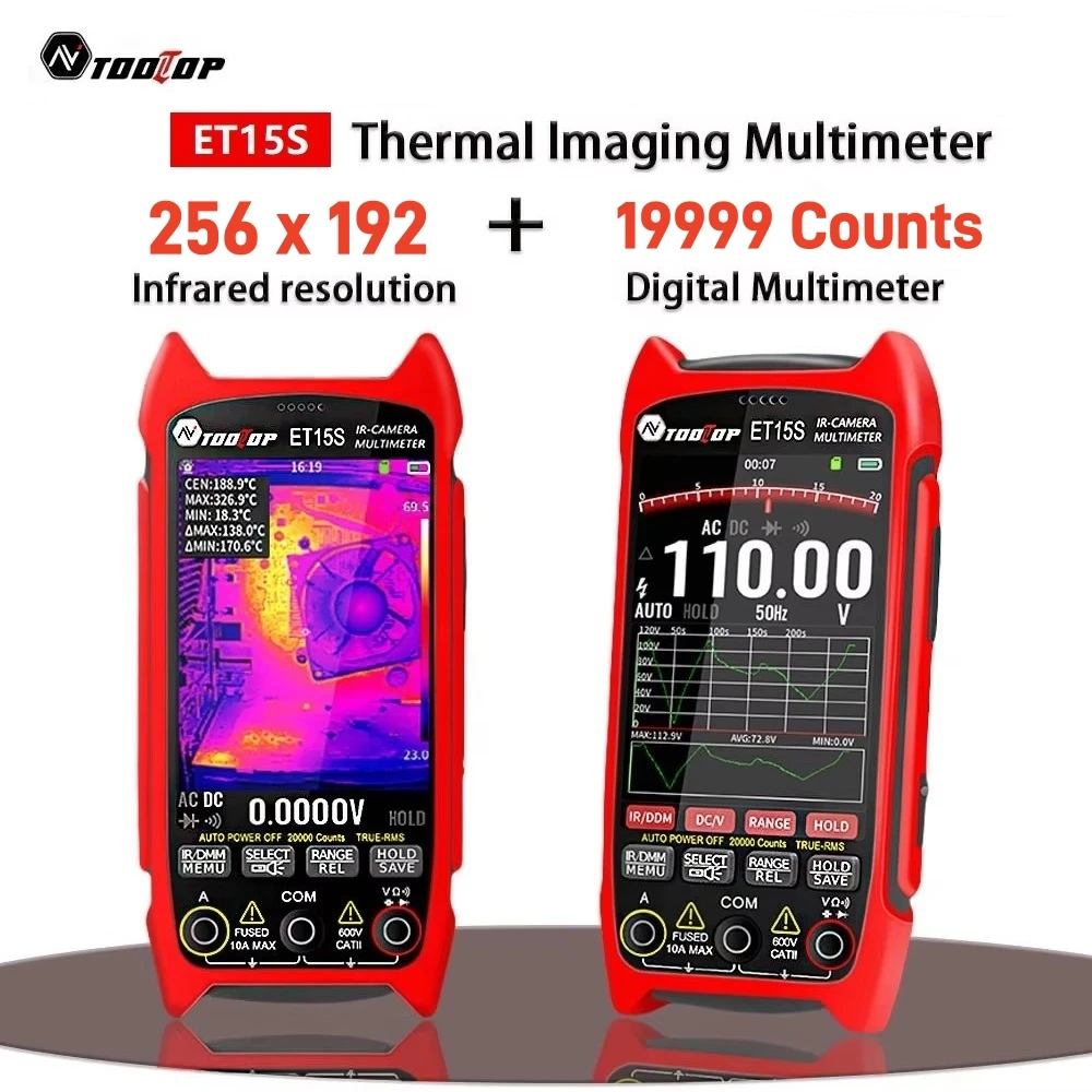 TOOLTOP ET15S 256*192 Thermal Imaging Multilingual Thermal Camera  Multimeter 19999 Counts PC Data Storage Car PCB Repair Tools