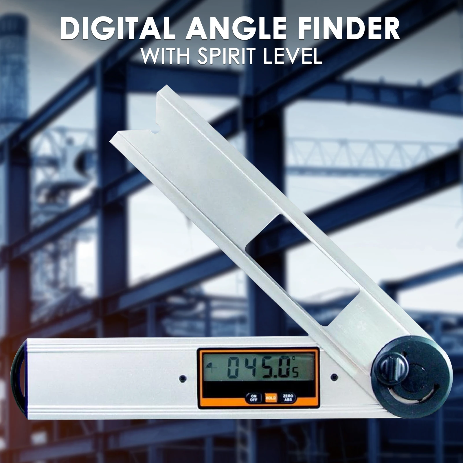 Digital Waterproof Angle Finder Gauge Protractor Meter Bubble Spirit Level 360 Degree with Analog Quadrant Display