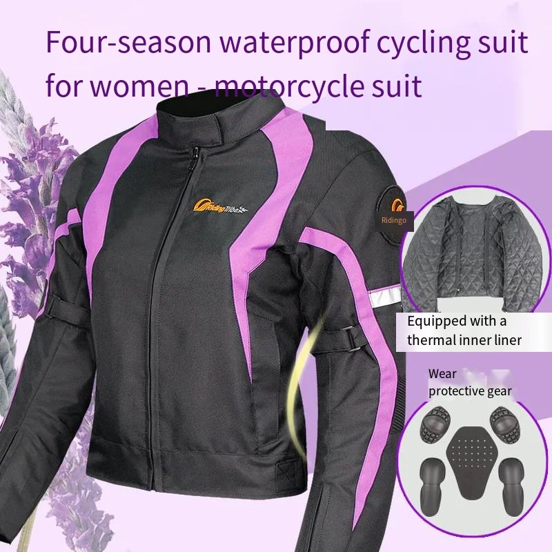 

2025 Women's Waterproof Motorcycle Riding Suit Set, Women's Motorcycle Suit, Slim Fit and Anti Fall Racing Suit, High-quality